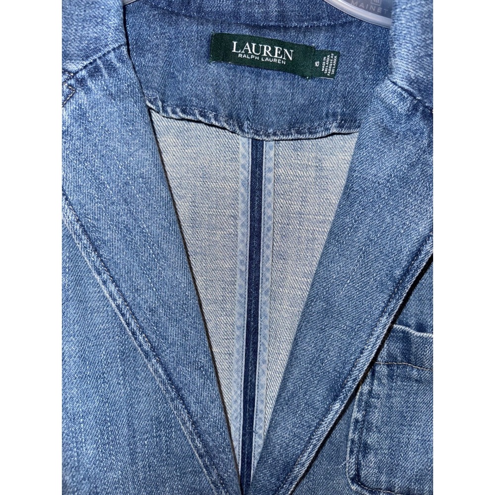 Lauren RALPH LAUREN Classic Denim Blazer & Jacket with Pockets Women Size 10 - Picture 3 of 9